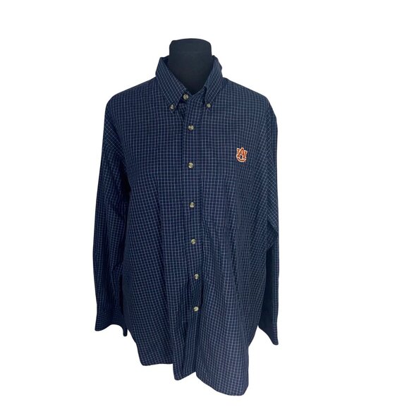 Antigua SEC Auburn Tigers War‎ Eagle Button Down Shirt Blue Patterned Large - Picture 1 of 7